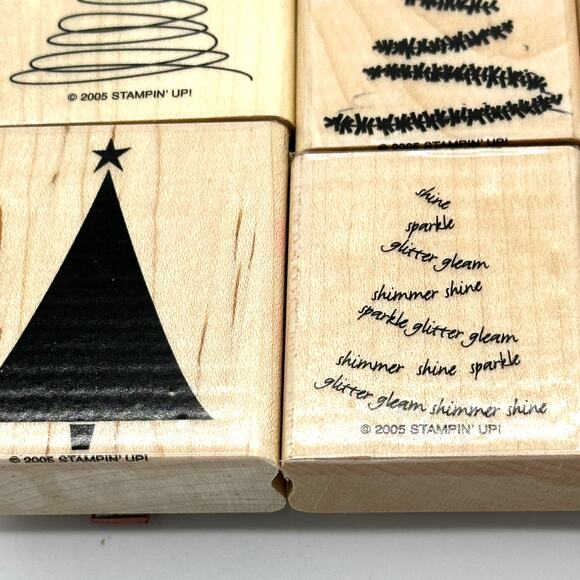 Stampin' Up! Trim The Tree Rubber Stamps Christmas Holiday Joy Modern 2005 (6) - Picture 5 of 13